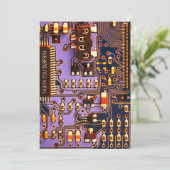 Paarse printplaat, elektronische onderdelen bedankkaart (Staand voorkant)
