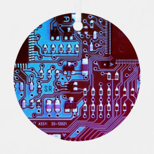 Paarse printplaat Geek PCB Aangepast Metalen Ornament
