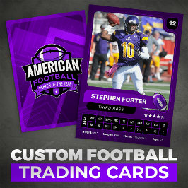 Paarse Pro Amerikaanse Football Player Trading Kaa Contactkaartje