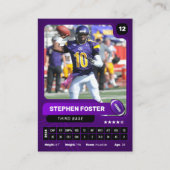 Paarse Pro Amerikaanse Football Player Trading Kaa Contactkaartje (Voorkant)