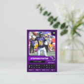 Paarse Pro Amerikaanse Football Player Trading Kaa Contactkaartje (Staand voorkant)