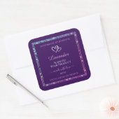 Paarse Product Verpakkingslabels met Glitter Stars Vierkante Sticker (Envelop)