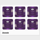 Paarse productlabels Hawaii Flowers verlaten Logo Vierkante Sticker (Vel)