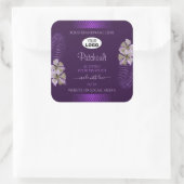 Paarse productlabels Hawaii Flowers verlaten Logo Vierkante Sticker (Tas)