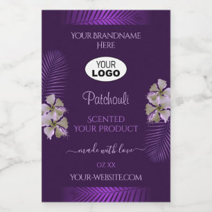Paarse productlabels Hawaii Flowers verlaten Logo Voedselcontainer Etiket