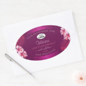 Paarse productlabels Roze Hawaii-bloemen toevoegen Ovale Sticker (Envelop)