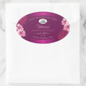 Paarse productlabels Roze Hawaii-bloemen toevoegen Ovale Sticker (Tas)
