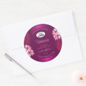 Paarse productlabels Roze Hawaii-bloemen toevoegen Ronde Sticker (Envelop)