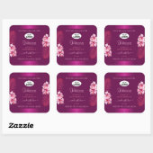 Paarse productlabels Roze Hawaii-bloemen toevoegen Vierkante Sticker (Vel)