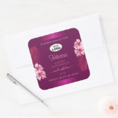 Paarse productlabels Roze Hawaii-bloemen toevoegen Vierkante Sticker (Envelop)