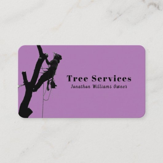 Paarse Professional Tree Trimming Service Visitekaartje (Voorkant)
