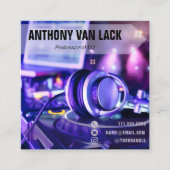 Paarse Professionele DJ Vierkante Visitekaartje (Voorkant)