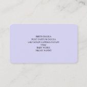 Paarse Professionele Verloskundige Doula Fotoboog Visitekaartje (Achterkant)