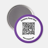 Paarse promotionele bedrijfsnaam QR-code Magneet (Voorkant / Achterkant)