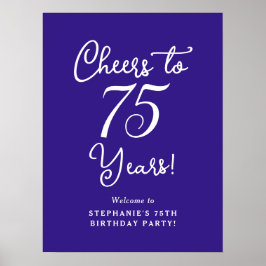 Paarse Proost op 75 Jaar Verjaardag Welkomstbord Poster