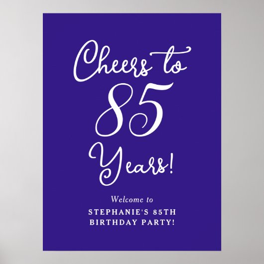 Paarse Proost op 85 Jaar Verjaardag Welkomstbord Poster (Voorkant)