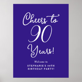 Paarse Proost op 90 jaar Verjaardag Welkomstbord Poster