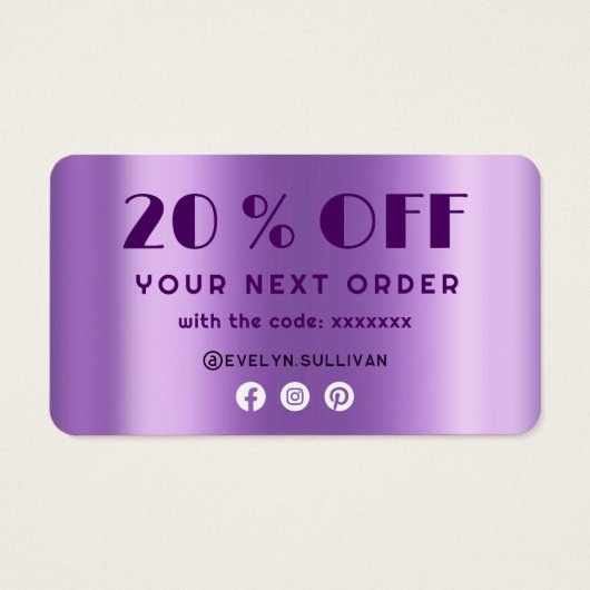 Paarse prop voor folie visitekaartje (Achterkant)