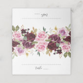 Paarse pruim Blush Pink Floral Botanical Plaatskaartje (Buitenkant ongevouwen)