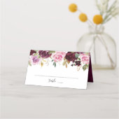 Paarse pruim Blush Pink Floral Botanical Plaatskaartje (Achterkant)