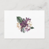 Paarse pruim boho bloemenbruiloft details informatiekaartje (Achterkant)