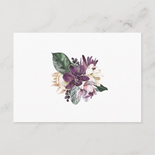 Paarse pruim boho bloemenbruiloft details informatiekaartje (Achterkant)