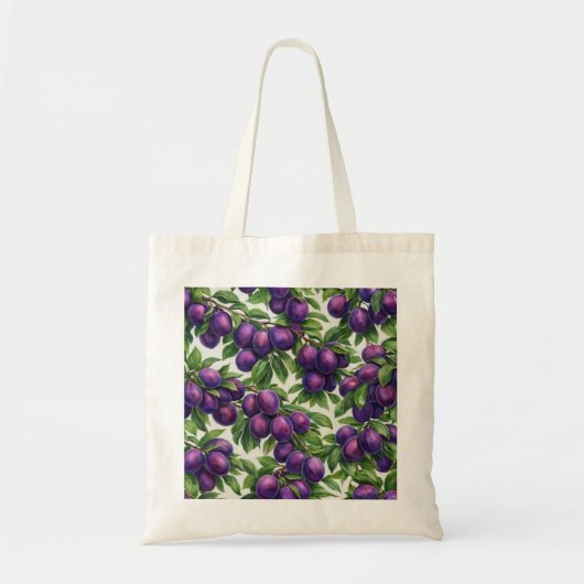 Paarse Pruim Botanisch Patroon Tote Bag (Voorkant)