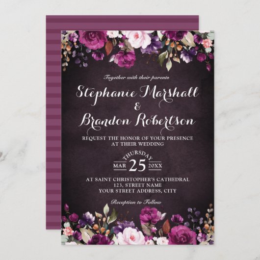 Paarse Pruim Bourgondië Aquarel Bloemrijke Boeren- Kaart (Voorkant / Achterkant)