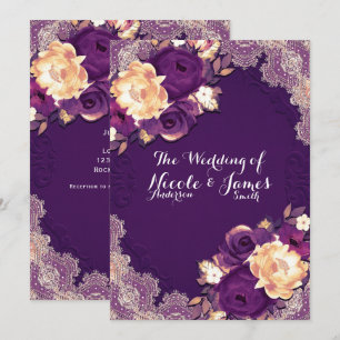 Paarse Pruim Elegante Kant Bloemrijke Landelijke B Kaart
