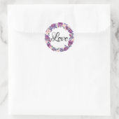 Paarse, pruim en blush roze bloemenkrans liefde ronde sticker (Tas)