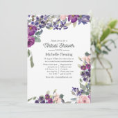 Paarse, Pruim en Blush Virtuele Baby Shower Kaart (Staand voorkant)