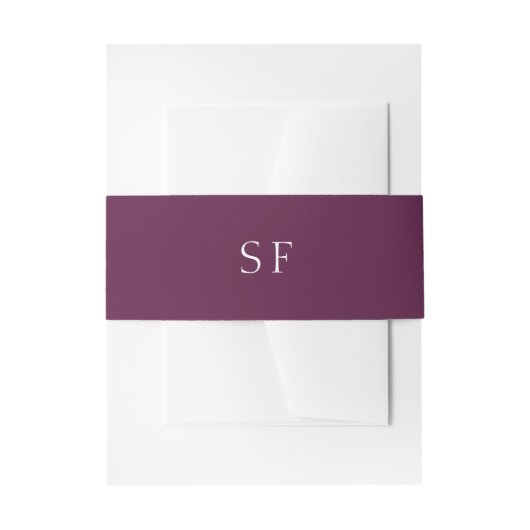 Paarse Pruim Monogram Elegante Herfst Bruiloft Uitnodigingen Wikkel (Voorkant Voorbeeld)