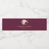 paarse pruim & perzik bloemenbruiloft waterfles etiket (Enkel label)