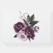 Paarse pruim roze pioenen groen bruiloft gastenboek (Achterkant)