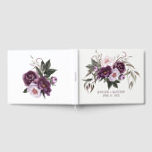 Paarse pruim roze pioenen groen bruiloft gastenboek (Volledig)