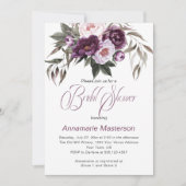 Paarse pruim roze pioenen Vrijgezellenfeest Kaart (Voorkant)