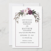 Paarse pruim roze pioenen Waterverf bruiloften #1 Kaart (Voorkant)