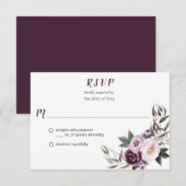 Paarse Pruim Roze Pioenrozen Boeket Groen RSVP #2 (Voorkant / Achterkant)