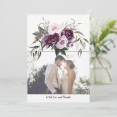 Paarse pruim roze pioenrozen foto dank u kaarten (Staand voorkant)