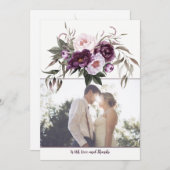 Paarse pruim roze pioenrozen foto dank u kaarten (Voorkant / Achterkant)