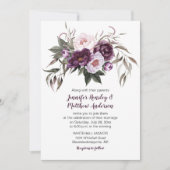 Paarse pruim roze Waterverf bloemenbruiloft #3 Kaart (Voorkant)