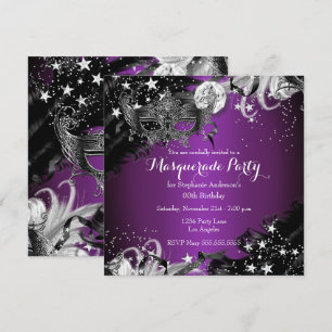 Paarse pruim Sparkle Magische Nacht Maskerade Fees Kaart