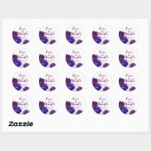 Paarse Pruim Violet Bloemen Bruiloft Liefde & Beda Ronde Sticker (Vel)