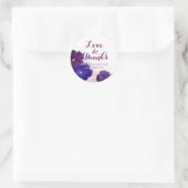 Paarse Pruim Violet Bloemen Bruiloft Liefde & Beda Ronde Sticker (Tas)