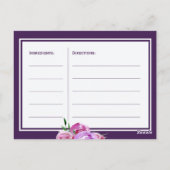 Paarse pruim violet bloemenbruid om receptkaart te briefkaart (Achterkant)