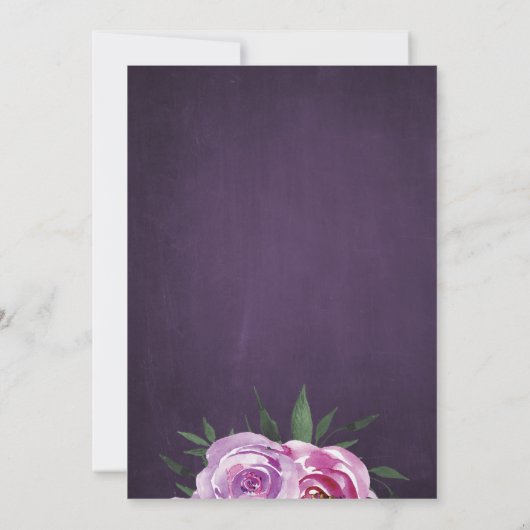 Paarse pruim waterverf pioenen rustieke herfst bru kaart (Achterkant)