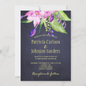 Paarse Pruim waterverf Zomer Bloemen bruiloft Kaart (Voorkant)