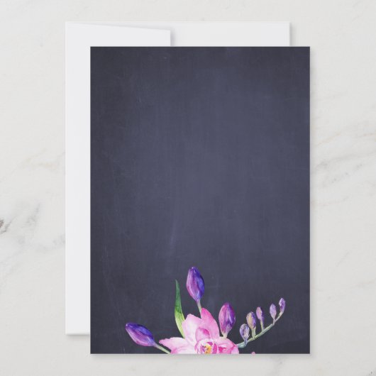 Paarse Pruim waterverf Zomer Bloemen bruiloft Kaart (Achterkant)