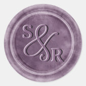 Paarse pruim wax seal sticker met initialen (Voorkant)