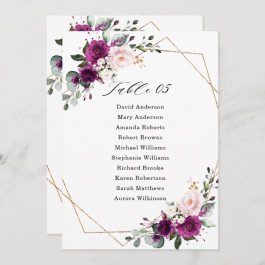 Paarse pruimelroze meetkaart kaart (Voorkant / Achterkant)